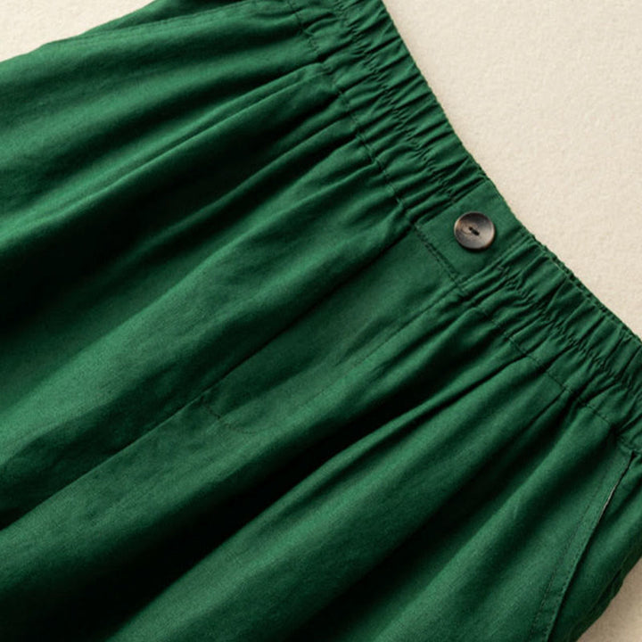 Buddha Stones Letnie Casualowe Gładkie Zamek Błyskawiczny Guziki Bawełna Len Damskie Szorty Z Kieszeniami - image 5