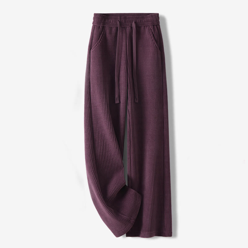 Damskie spodnie z szerokimi nogawkami, sztruksowe, bawełniane, z polarową podszewką i kieszeniami, w jednolitym kolorze i z Buddha Stones - Ciemna Magenta - US12, UK/AU16, EU44 (3XL) - image 28