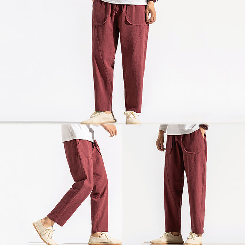 Męskie Buddha Stones z bawełny w stylu retro casual ze ściągaczem i kieszeniami - image 13