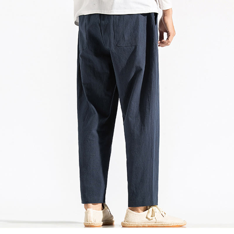 Męskie Buddha Stones z bawełny w stylu retro casual ze ściągaczem i kieszeniami - image 4