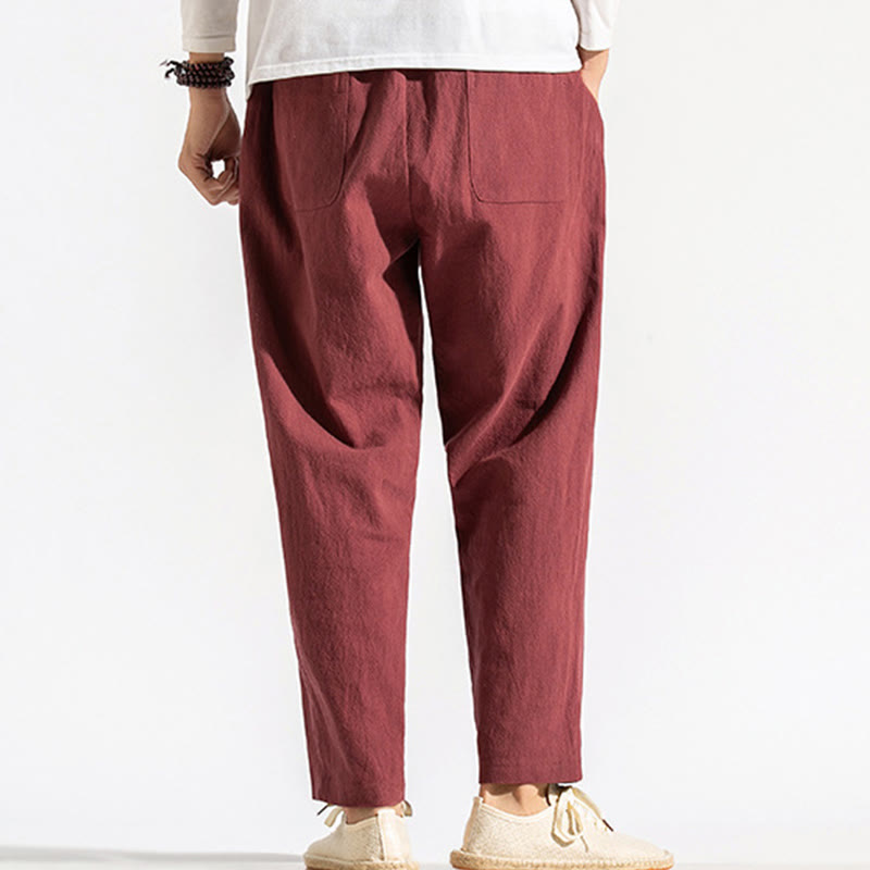 Męskie Buddha Stones z bawełny w stylu retro casual ze ściągaczem i kieszeniami - image 11