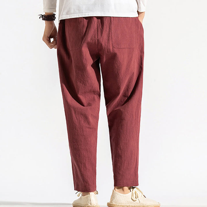 Męskie Buddha Stones z bawełny w stylu retro casual ze ściągaczem i kieszeniami - image 11