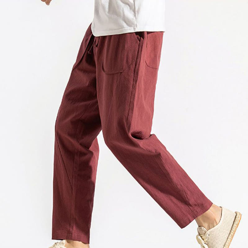 Męskie Buddha Stones z bawełny w stylu retro casual ze ściągaczem i kieszeniami - image 8