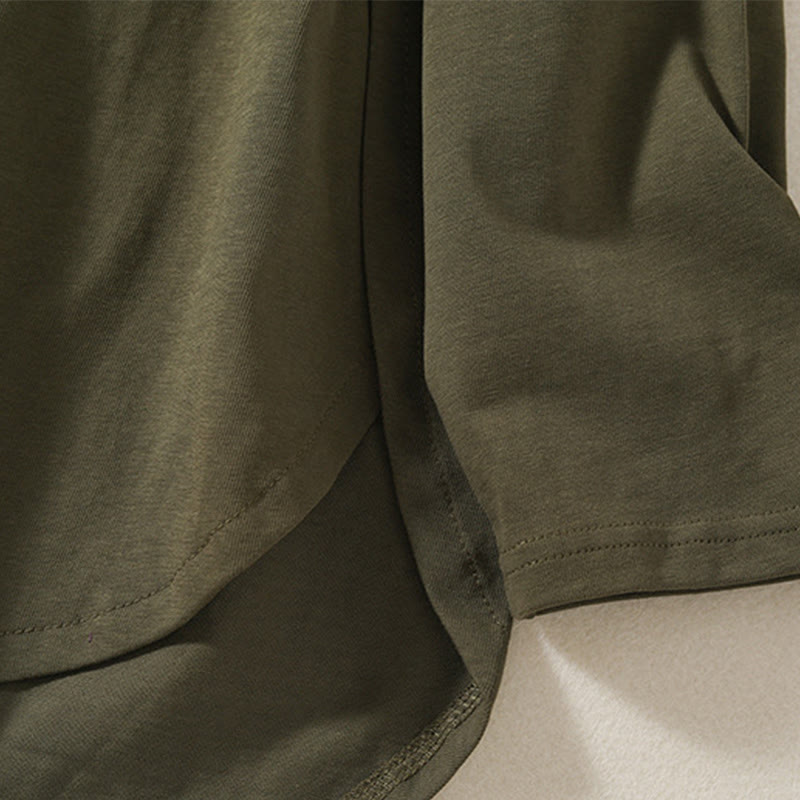 Koszulka damska z długim rękawem z bawełny i lnu Buddha Stones, swobodna, z nieregularnym brzegiem - image 6