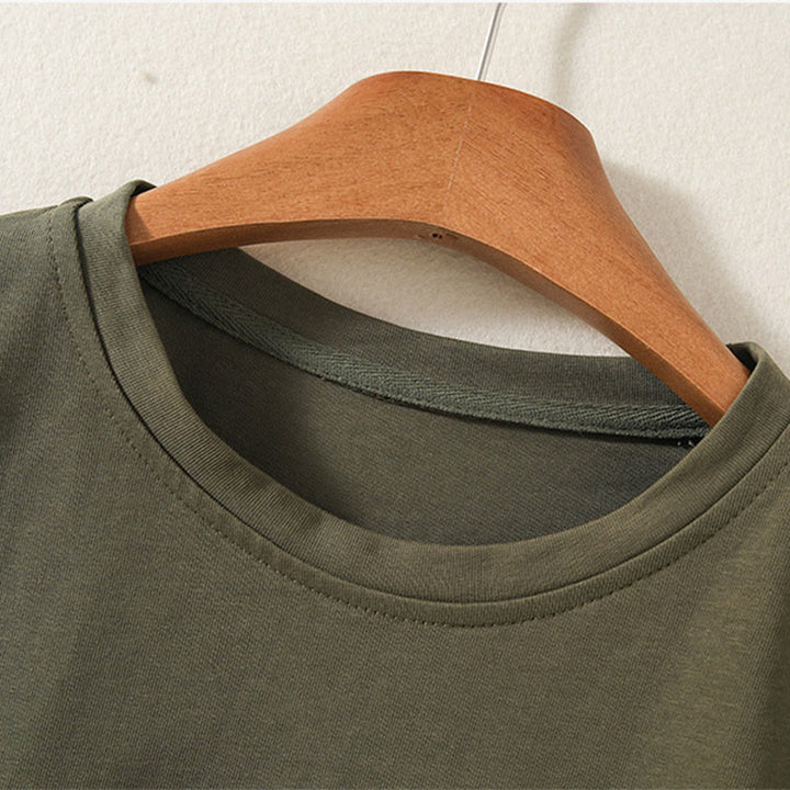 Koszulka damska z długim rękawem z bawełny i lnu Buddha Stones, swobodna, z nieregularnym brzegiem - image 3