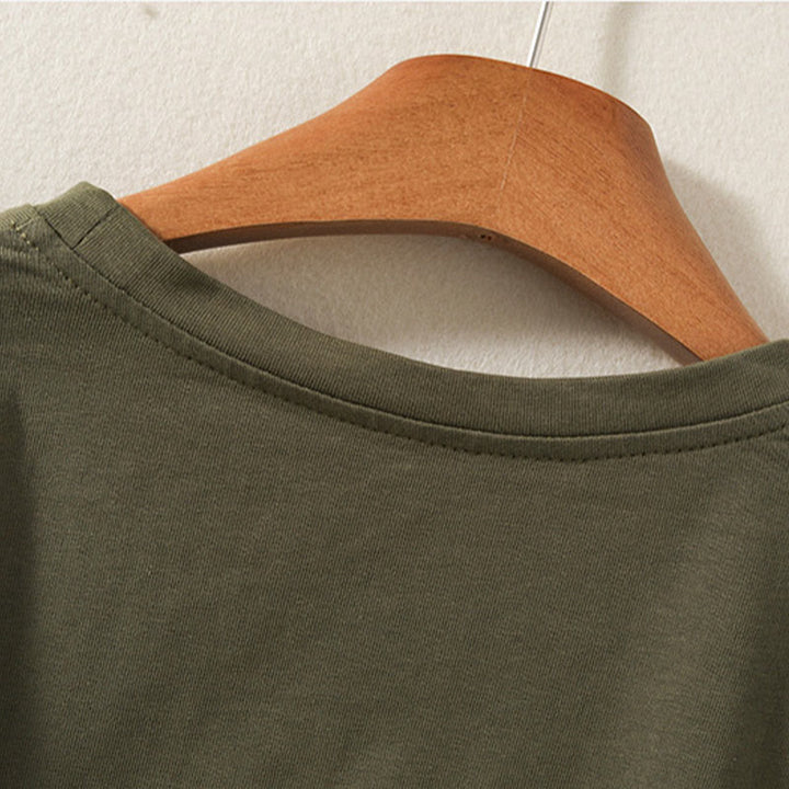 Koszulka damska z długim rękawem z bawełny i lnu Buddha Stones, swobodna, z nieregularnym brzegiem - image 4