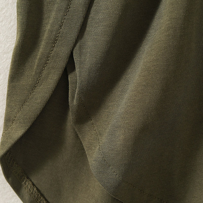 Koszulka damska z długim rękawem z bawełny i lnu Buddha Stones, swobodna, z nieregularnym brzegiem - image 5