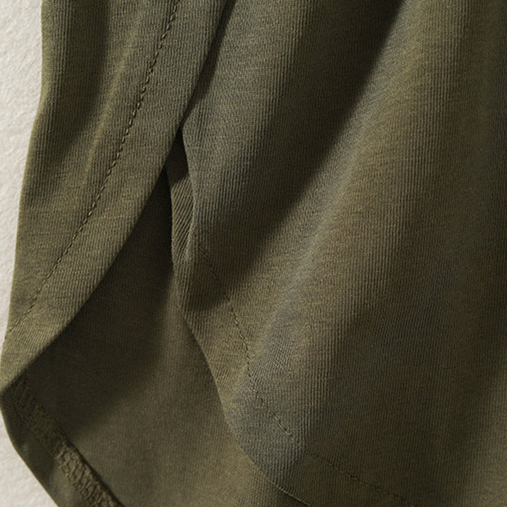 Koszulka damska z długim rękawem z bawełny i lnu Buddha Stones, swobodna, z nieregularnym brzegiem - image 5