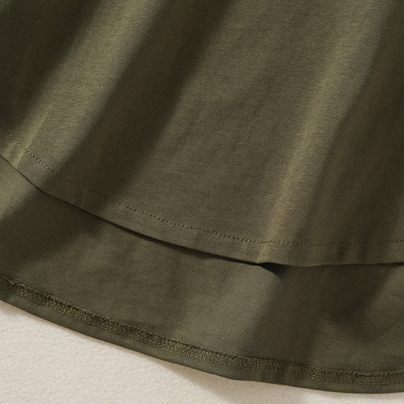 Koszulka damska z długim rękawem z bawełny i lnu Buddha Stones, swobodna, z nieregularnym brzegiem - image 7