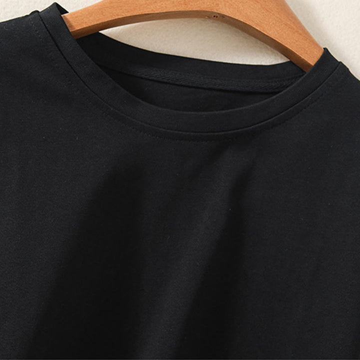 Koszulka damska z długim rękawem z bawełny i lnu Buddha Stones, swobodna, z nieregularnym brzegiem - image 9