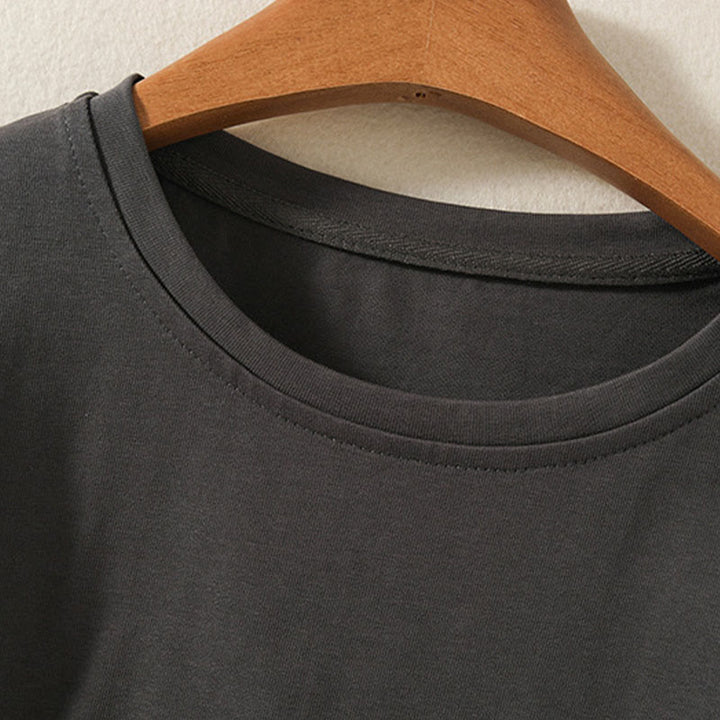 Koszulka damska z długim rękawem z bawełny i lnu Buddha Stones, swobodna, z nieregularnym brzegiem - image 15