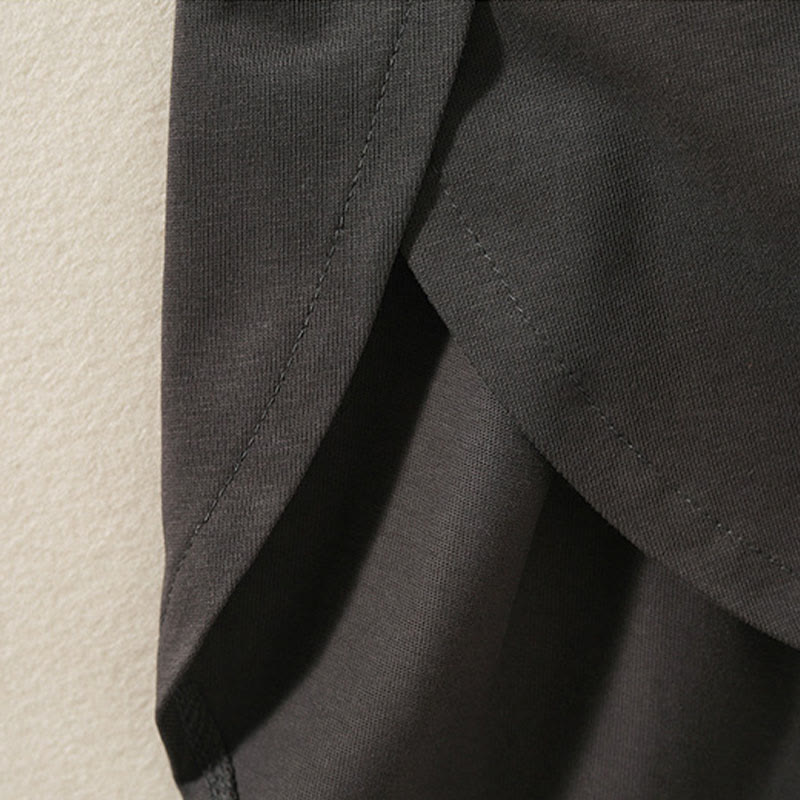 Koszulka damska z długim rękawem z bawełny i lnu Buddha Stones, swobodna, z nieregularnym brzegiem - image 19