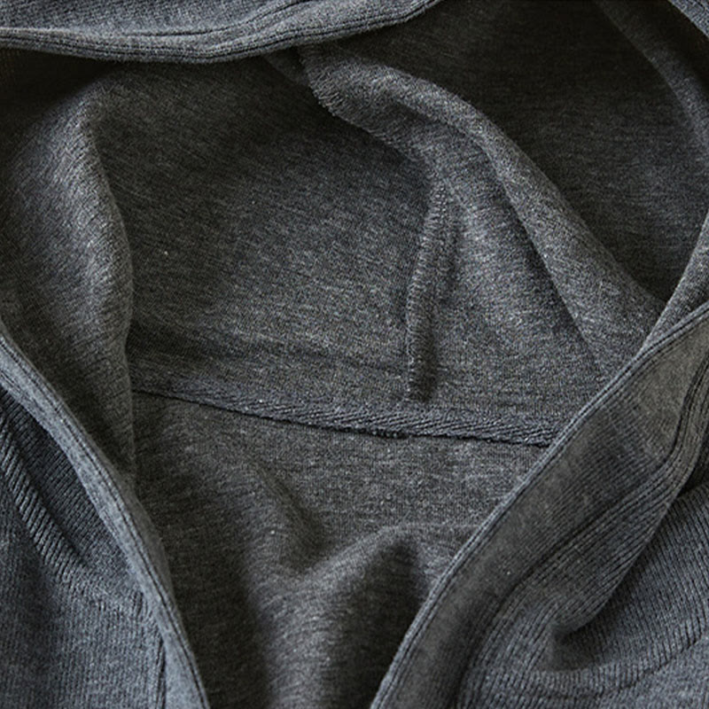 Kurtka damska z kapturem z bawełny Buddha Stones , z prostymi guzikami i kieszeniami - image 3