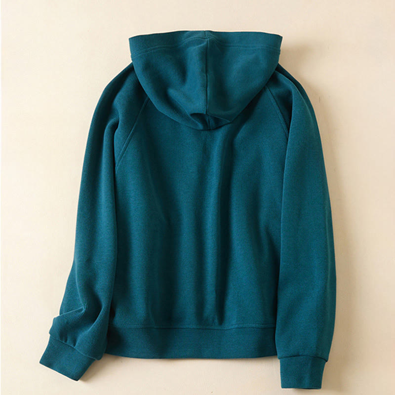 Kurtka damska z kapturem z bawełny Buddha Stones , z prostymi guzikami i kieszeniami - image 17