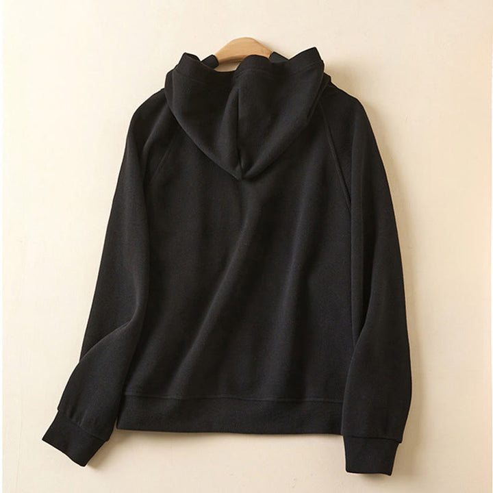 Kurtka damska z kapturem z bawełny Buddha Stones , z prostymi guzikami i kieszeniami - image 26