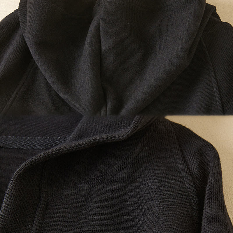 Kurtka damska z kapturem z bawełny Buddha Stones , z prostymi guzikami i kieszeniami - image 31