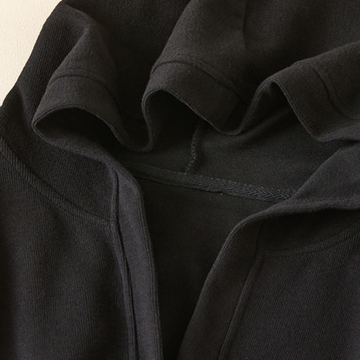 Kurtka damska z kapturem z bawełny Buddha Stones , z prostymi guzikami i kieszeniami - image 28