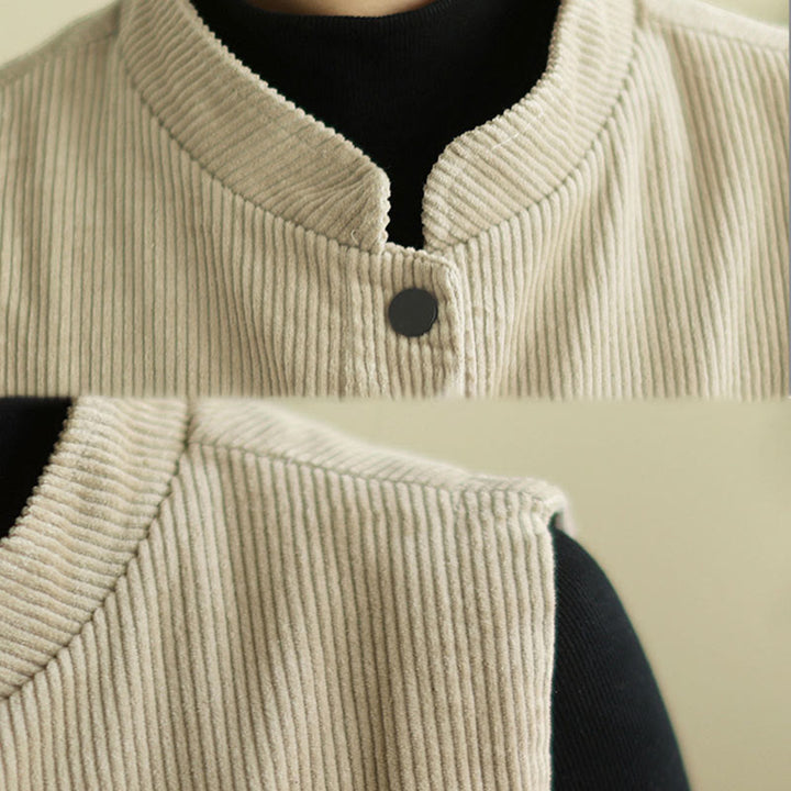 Buddha Stones, prosta, bezrękawnik damski z bawełny, sztruksowa kamizelka z kieszeniami - image 7