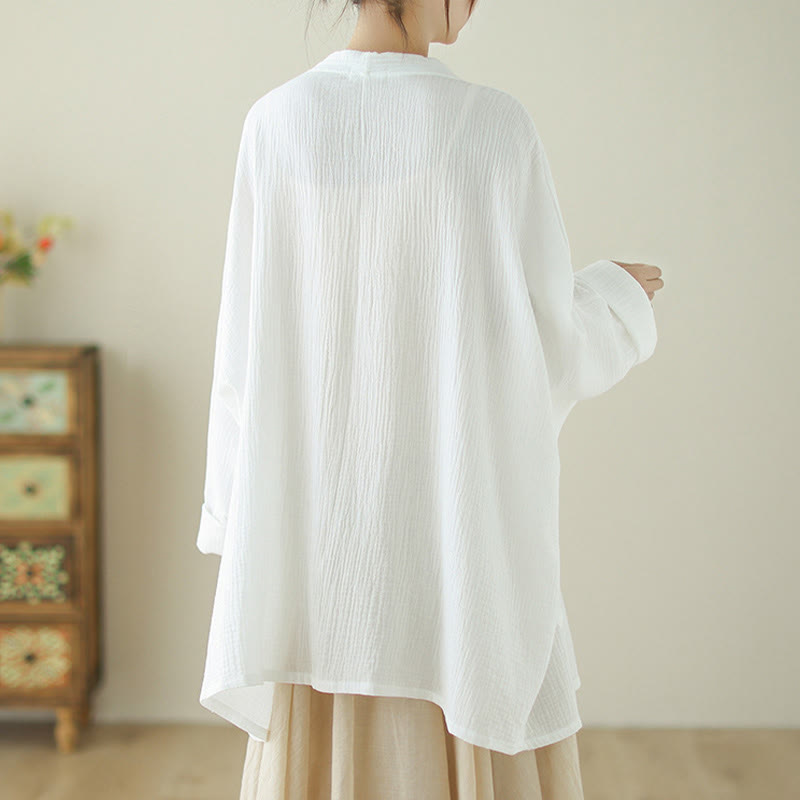 Kurtka z lnu bawełnianego z kieszeniami, z długim rękawem i motywem medytacji zen, z Buddha Stones - image 12