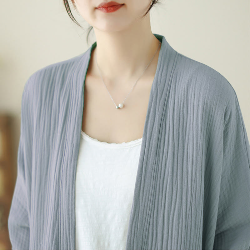 Kurtka z lnu bawełnianego z kieszeniami, z długim rękawem i motywem medytacji zen, z Buddha Stones - image 22