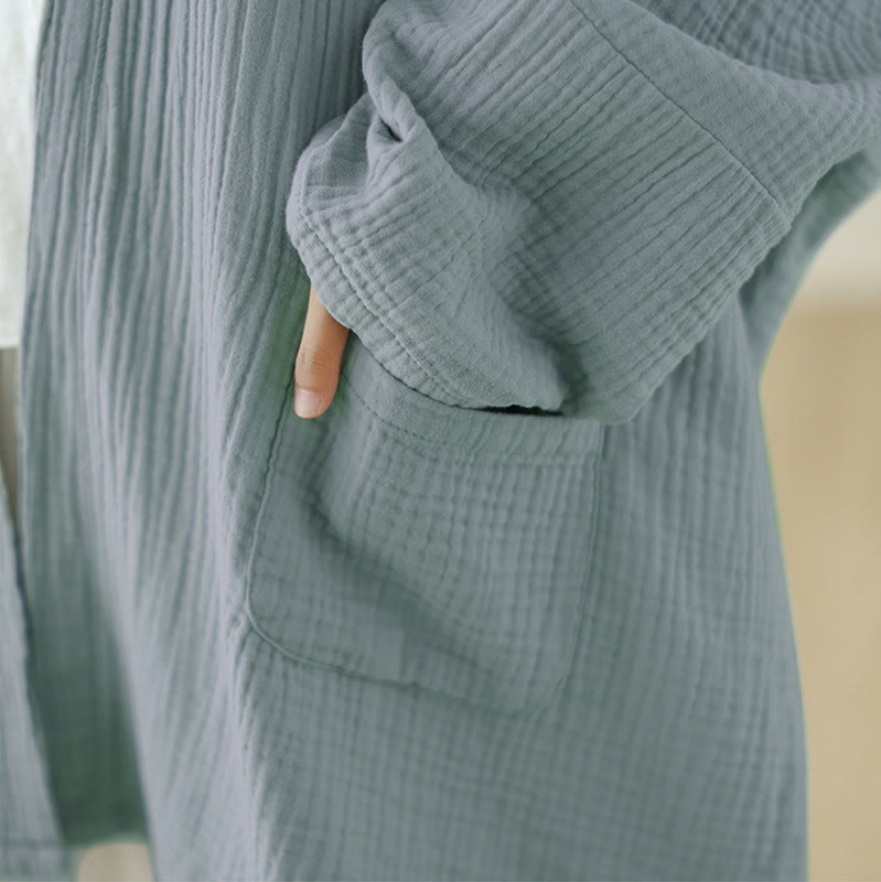 Kurtka z lnu bawełnianego z kieszeniami, z długim rękawem i motywem medytacji zen, z Buddha Stones - image 24