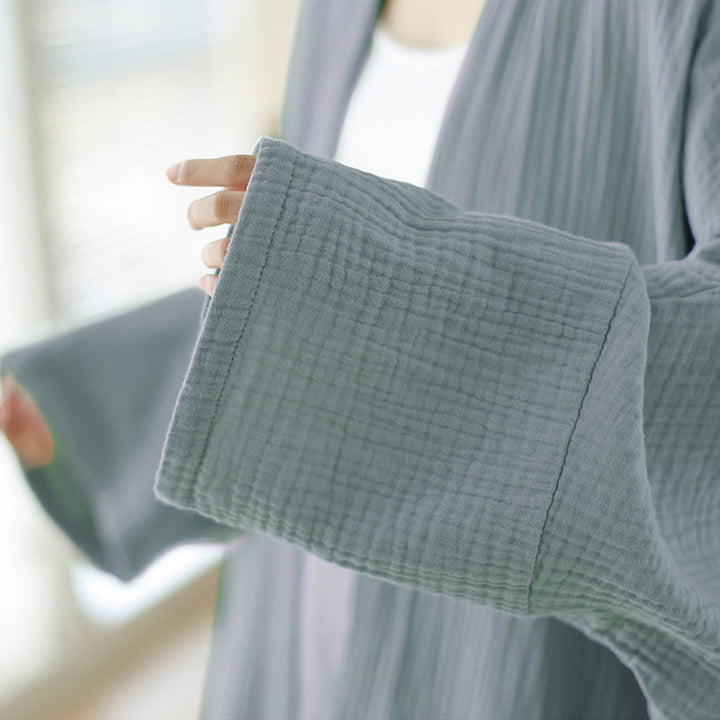 Kurtka z lnu bawełnianego z kieszeniami, z długim rękawem i motywem medytacji zen, z Buddha Stones - image 23