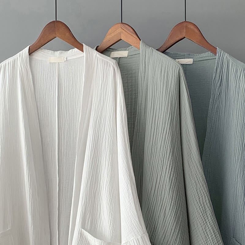 Kurtka z lnu bawełnianego z kieszeniami, z długim rękawem i motywem medytacji zen, z Buddha Stones - image 27