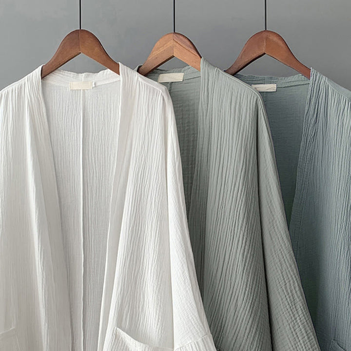 Kurtka z lnu bawełnianego z kieszeniami, z długim rękawem i motywem medytacji zen, z Buddha Stones - image 27