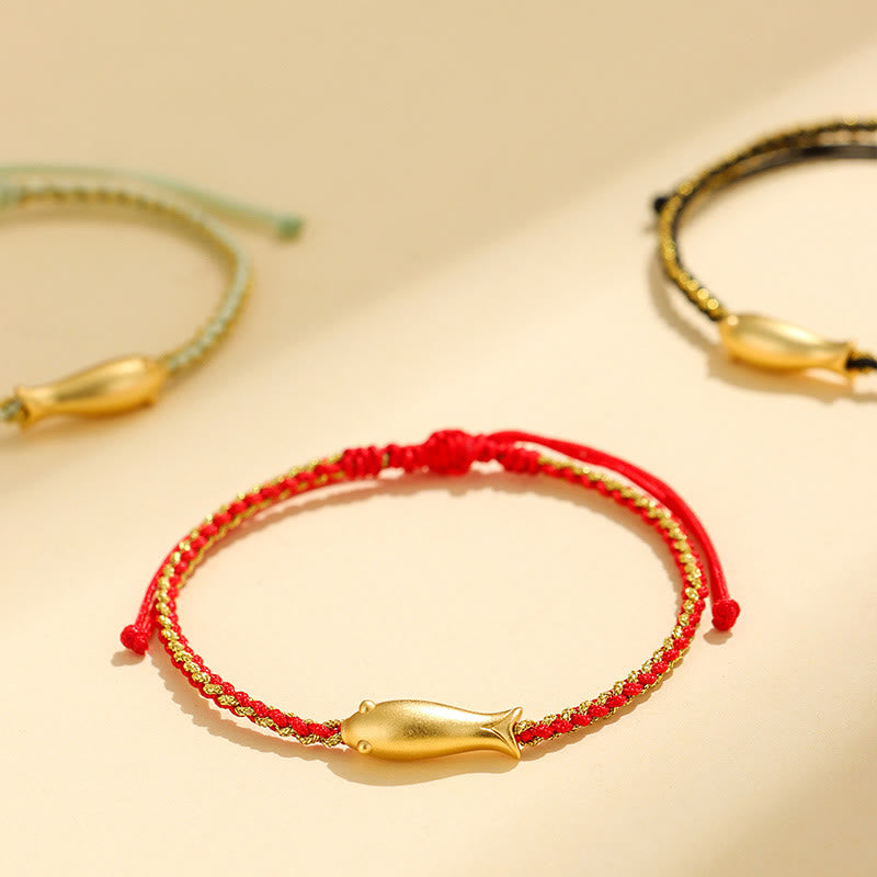 Bransoletka z liną ochronną z Buddha Stones ze srebra próby 999 w kształcie ryby Koi - image 0