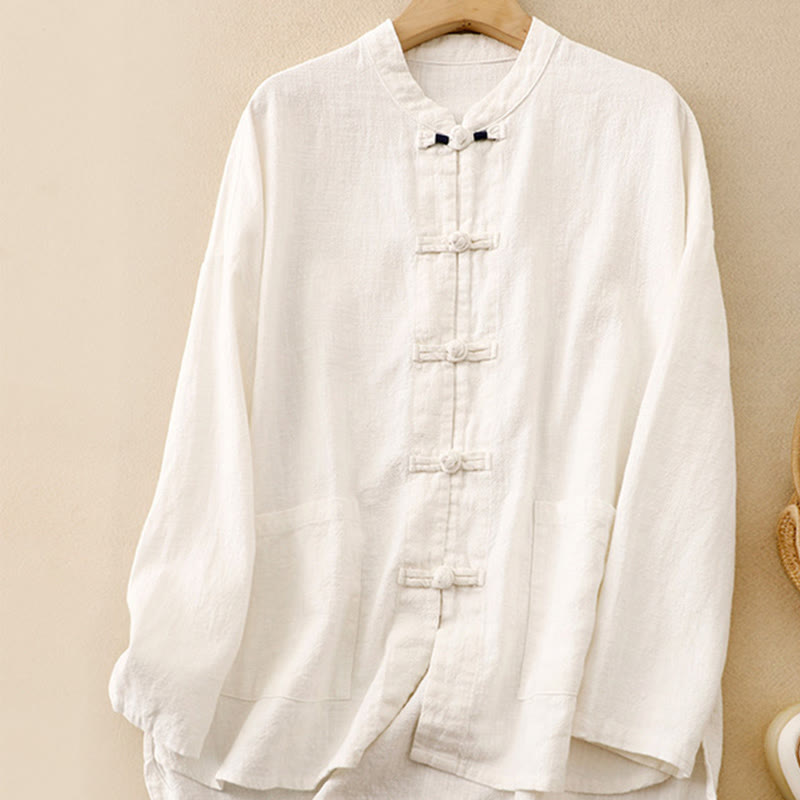 Buddha Stones Literacki Artystyczny Guzik Chiński Węzeł Codzienna Odzież Bawełniana - Biały - US12, UK/AU16, EU44 (2XL) - image 19