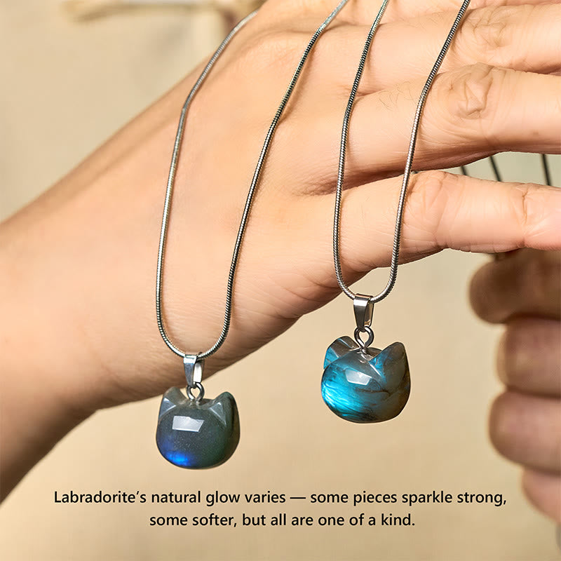 Naszyjnik leczniczy z labradorytem i Buddha Stones , naturalny wzór kota - image 4