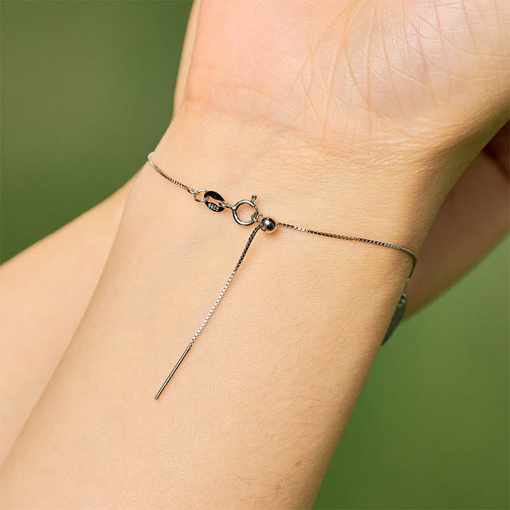 Bransoletka z Buddha Stones ze srebra próby 925 z naturalnym obsydianem lodowym i kotem - image 10