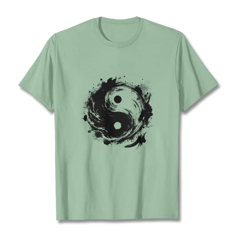 Koszulka z nadrukiem "Buddha Stones Ink Yin Yang" z motywem równowagi - PaleGreen - 2XL - image 15