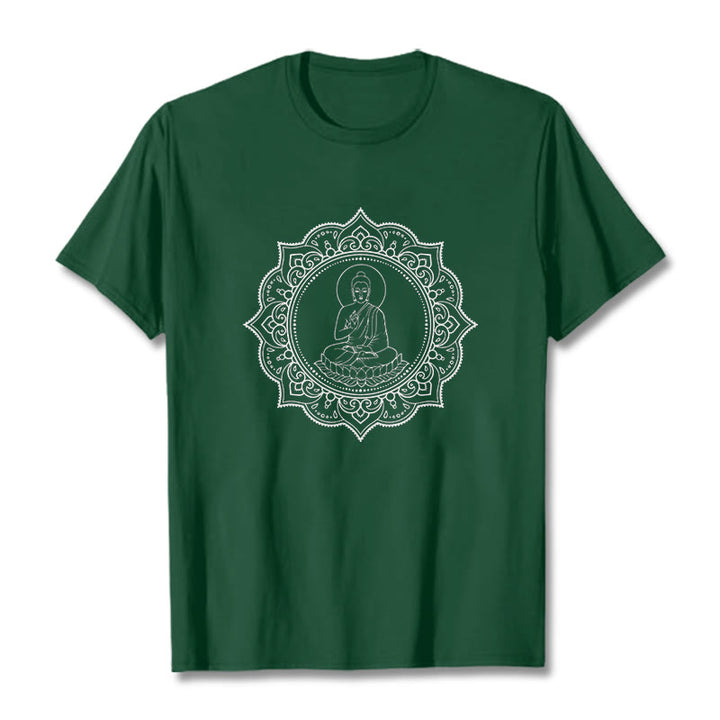 Koszulka z nadrukiem Buddy w pozycji lotosu z motywem Buddha Stones - ForestGreen - 2XL - image 1
