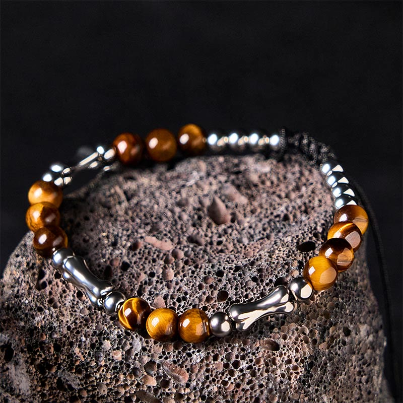 Bransoletka z Buddha Stones z uroczym wzorem kości i tygrysim okiem - image 2