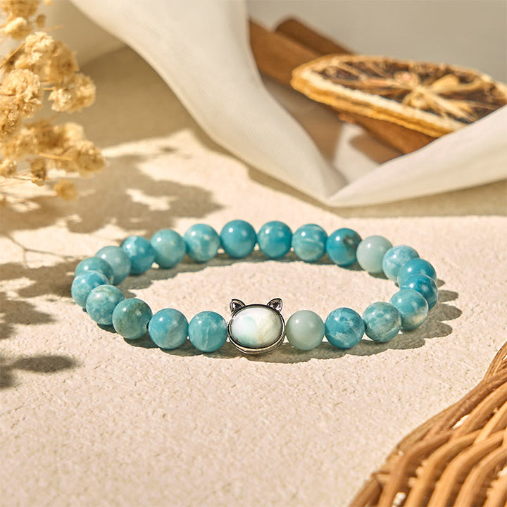 Bransoletka z koralików mądrości z naturalnego kamienia Buddha Stones Larimar - image 3