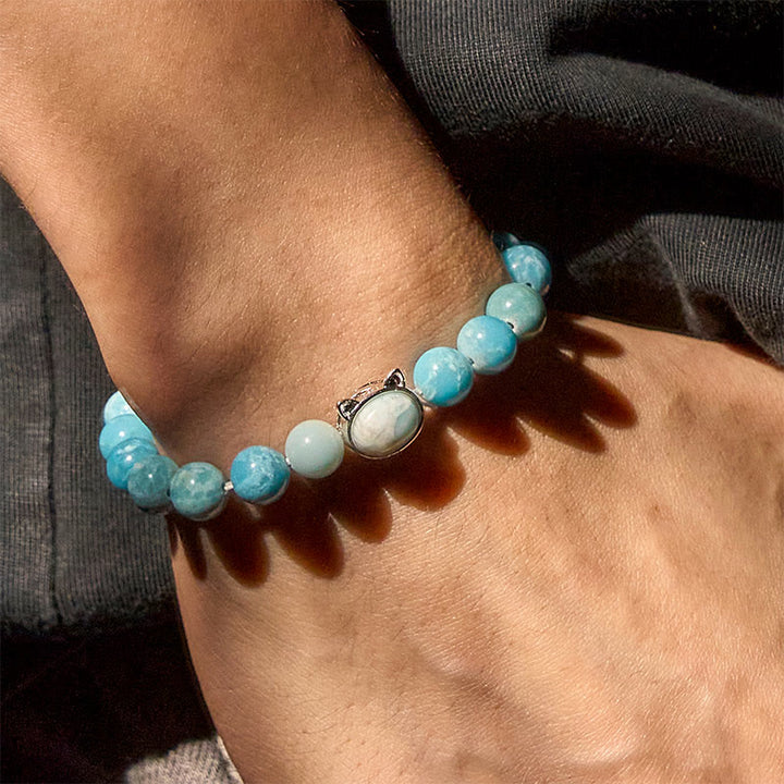 Bransoletka z koralików mądrości z naturalnego kamienia Buddha Stones Larimar - image 5