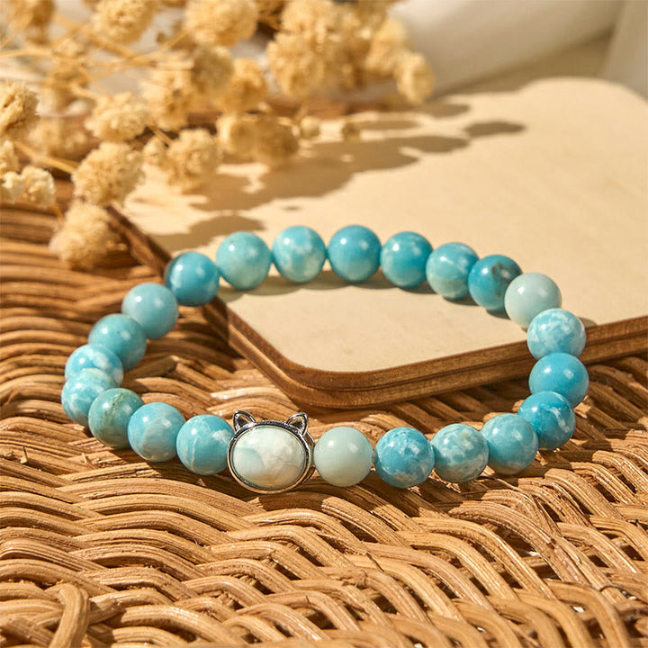 Bransoletka z koralików mądrości z naturalnego kamienia Buddha Stones Larimar - image 4