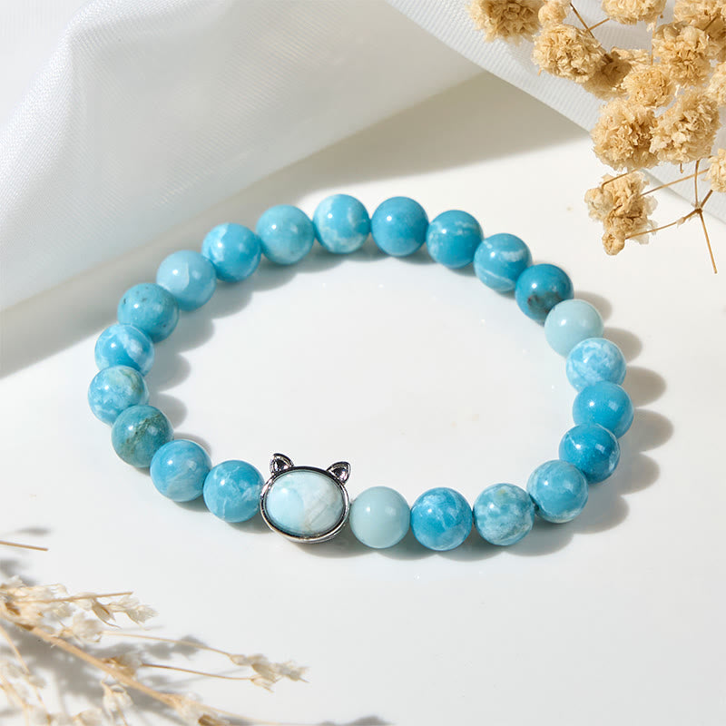 Bransoletka z koralików mądrości z naturalnego kamienia Buddha Stones Larimar - Larimar (obwód nadgarstka: 14-16 cm) - image 1