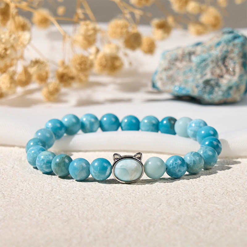 Bransoletka z koralików mądrości z naturalnego kamienia Buddha Stones Larimar - image 2