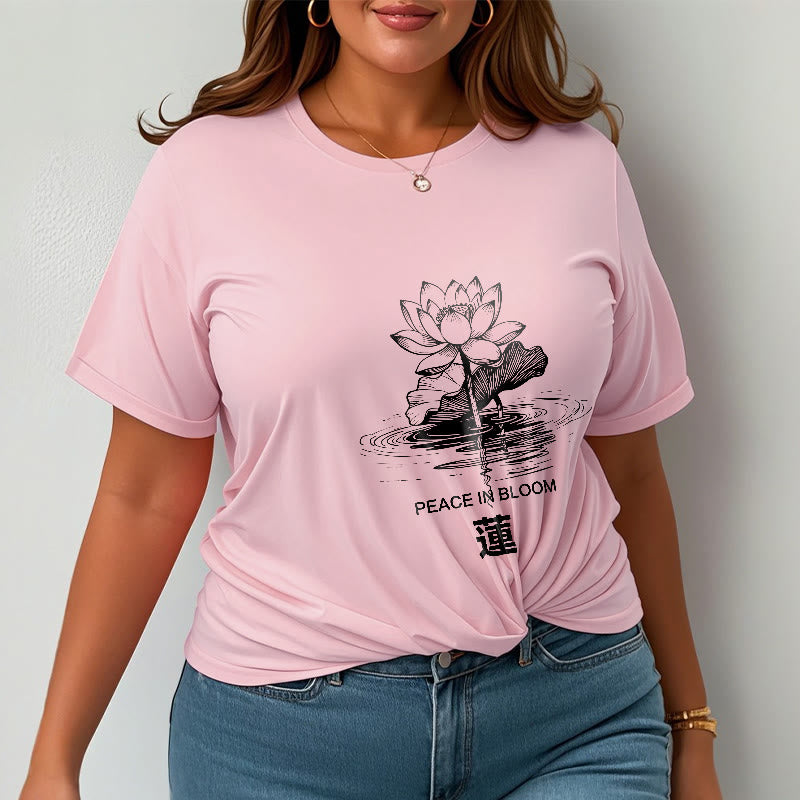 Koszulka bawełniana z motywem falującym w kształcie liści lotosu i kamieni Buddha Stones - image 14