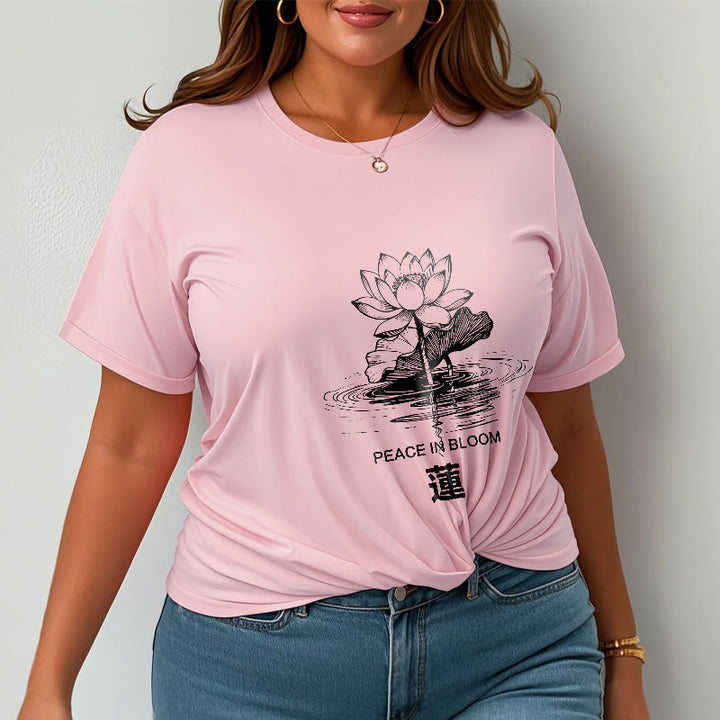 Koszulka bawełniana z motywem falującym w kształcie liści lotosu i kamieni Buddha Stones - image 14