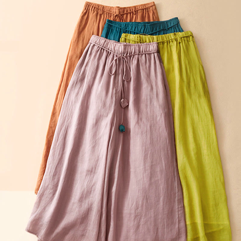 Spodnie damskie z szerokimi nogawkami i kieszeniami, proste, z bawełny, z nadrukiem "Buddha Stones", ze ściągaczem - image 6