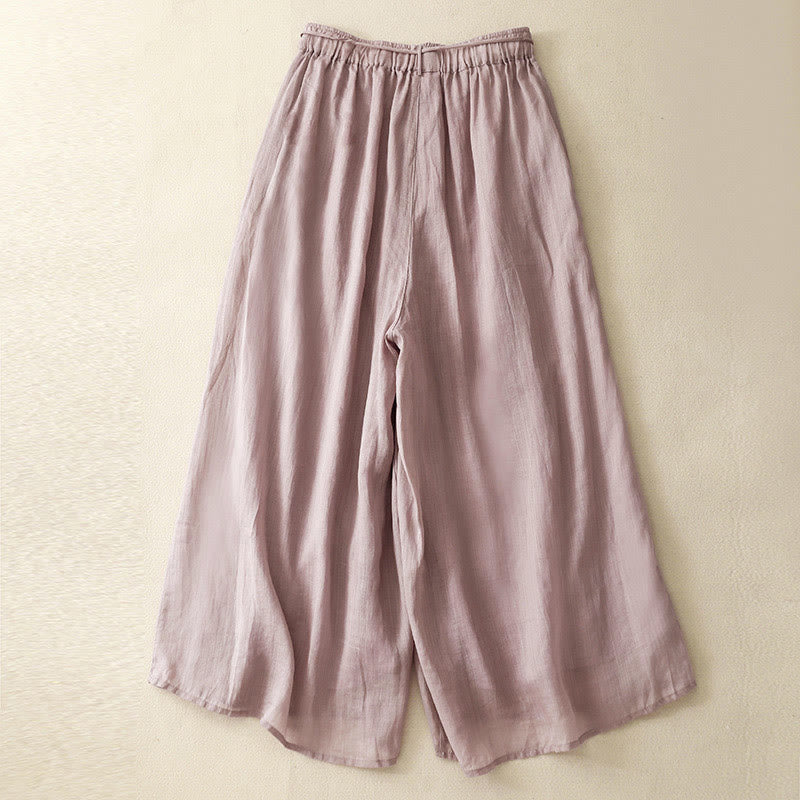 Spodnie damskie z szerokimi nogawkami i kieszeniami, proste, z bawełny, z nadrukiem "Buddha Stones", ze ściągaczem - image 9