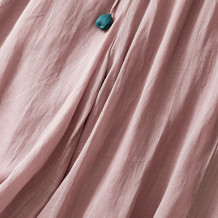 Spodnie damskie z szerokimi nogawkami i kieszeniami, proste, z bawełny, z nadrukiem "Buddha Stones", ze ściągaczem - image 13