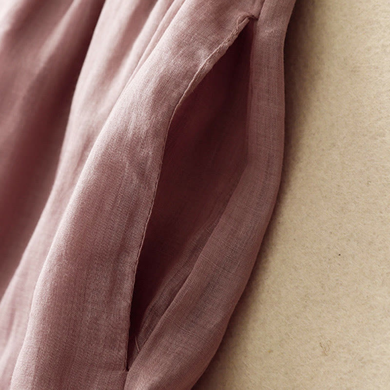 Spodnie damskie z szerokimi nogawkami i kieszeniami, proste, z bawełny, z nadrukiem "Buddha Stones", ze ściągaczem - image 16