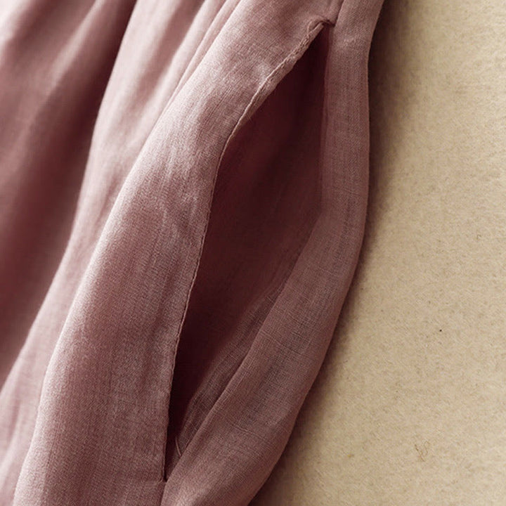 Spodnie damskie z szerokimi nogawkami i kieszeniami, proste, z bawełny, z nadrukiem "Buddha Stones", ze ściągaczem - image 16