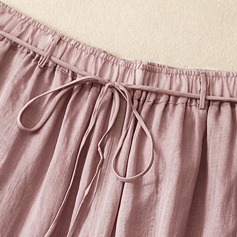 Spodnie damskie z szerokimi nogawkami i kieszeniami, proste, z bawełny, z nadrukiem "Buddha Stones", ze ściągaczem - image 10