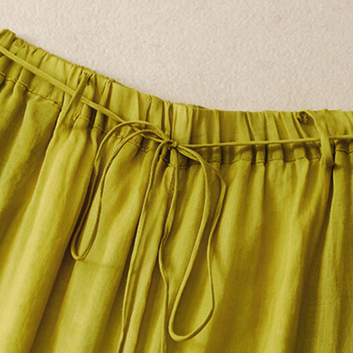 Spodnie damskie z szerokimi nogawkami i kieszeniami, proste, z bawełny, z nadrukiem "Buddha Stones", ze ściągaczem - image 21