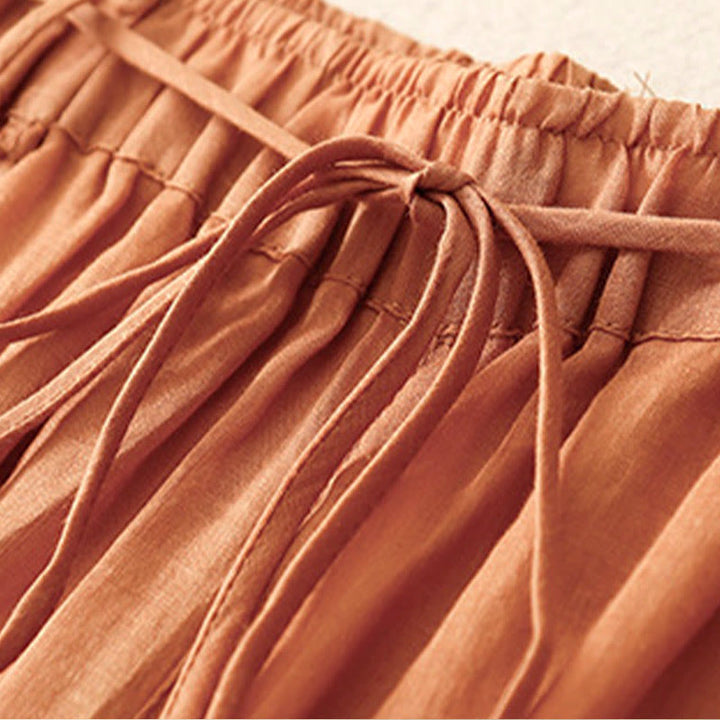 Spodnie damskie z szerokimi nogawkami i kieszeniami, proste, z bawełny, z nadrukiem "Buddha Stones", ze ściągaczem - image 26